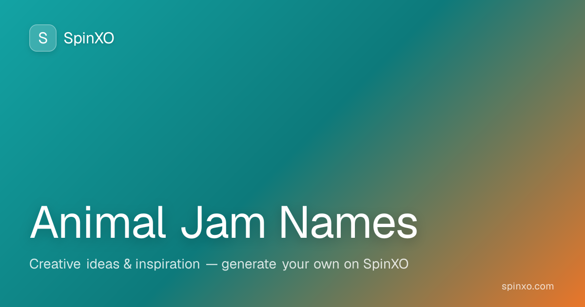 Animal Jam Name Generator - Create Unique Animal Jam Names | SpinXO