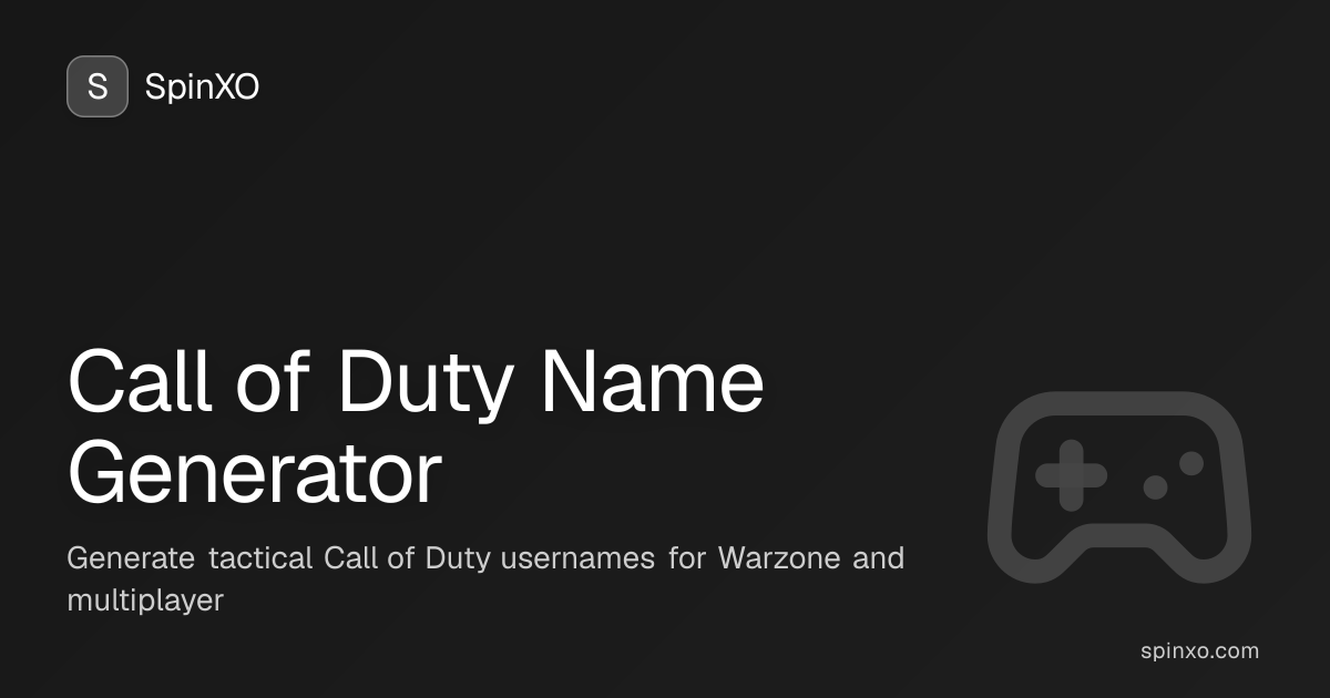 Call of Duty Name Generator - 1000+ Cool COD Names (2026) | SpinXO