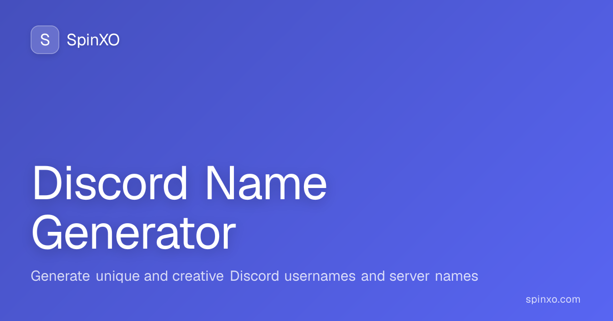Discord Username Generator 1000+ Cool Discord Name Ideas (2026) SpinXO — free download