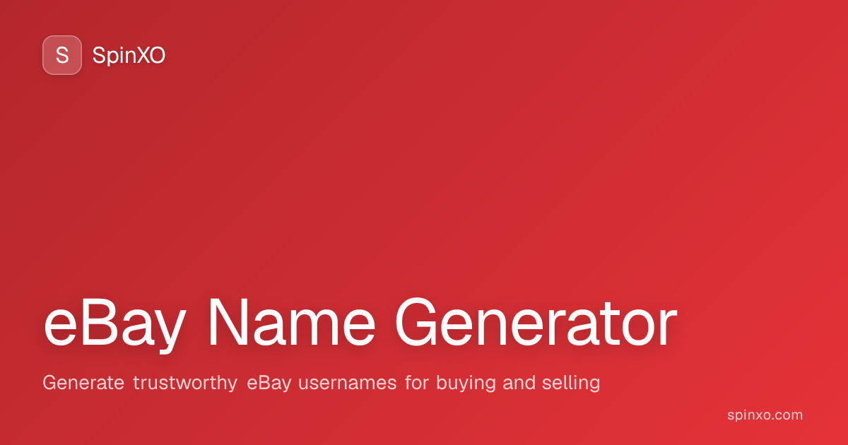 eBay Username Generator - 1000+ Cool Username Ideas (2026) | SpinXO