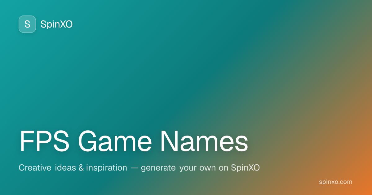 FPS Game Name Generator - Create Unique FPS Game Names | SpinXO
