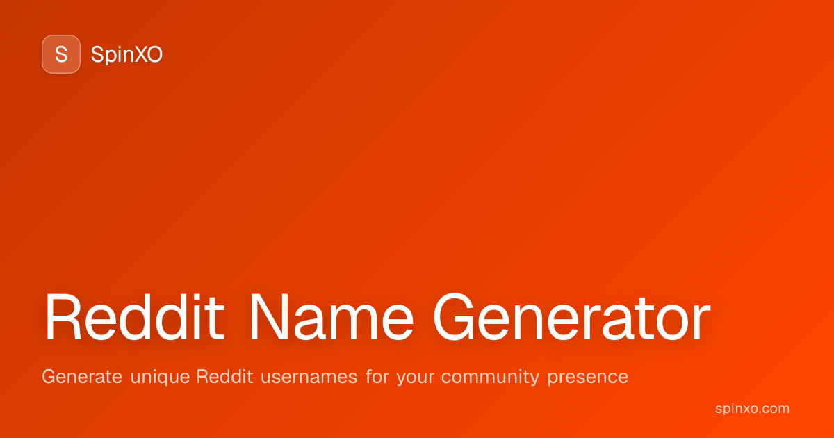 Reddit Username Generator - 1000+ Cool Username Ideas (2026) | SpinXO