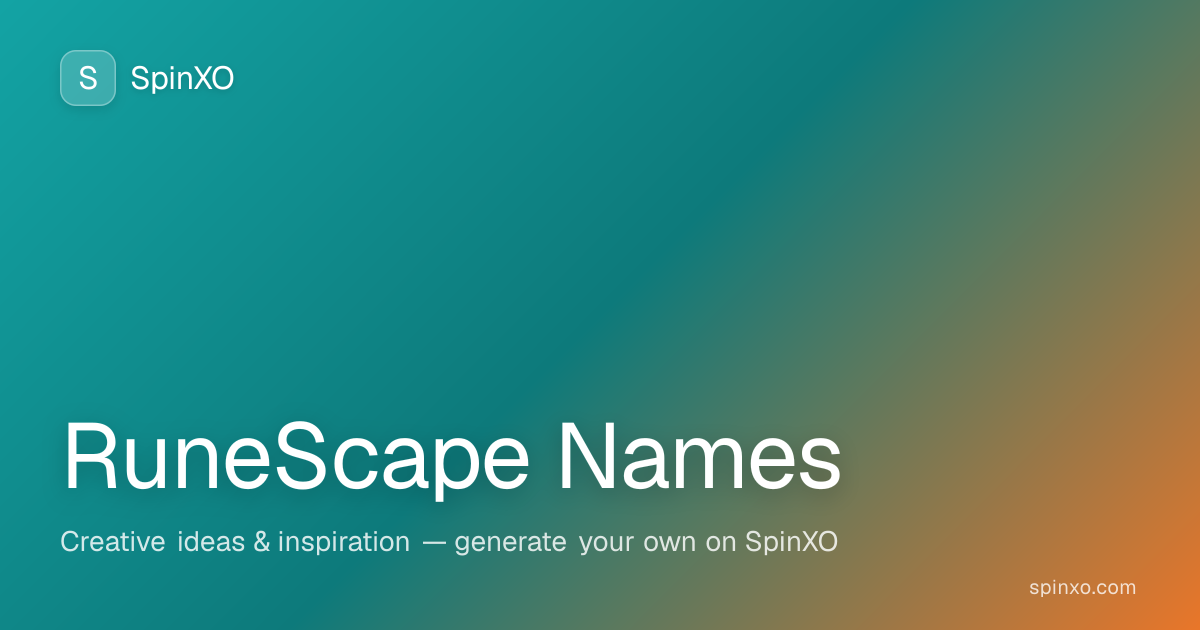 RuneScape Name Generator Create Unique RuneScape Names SpinXO