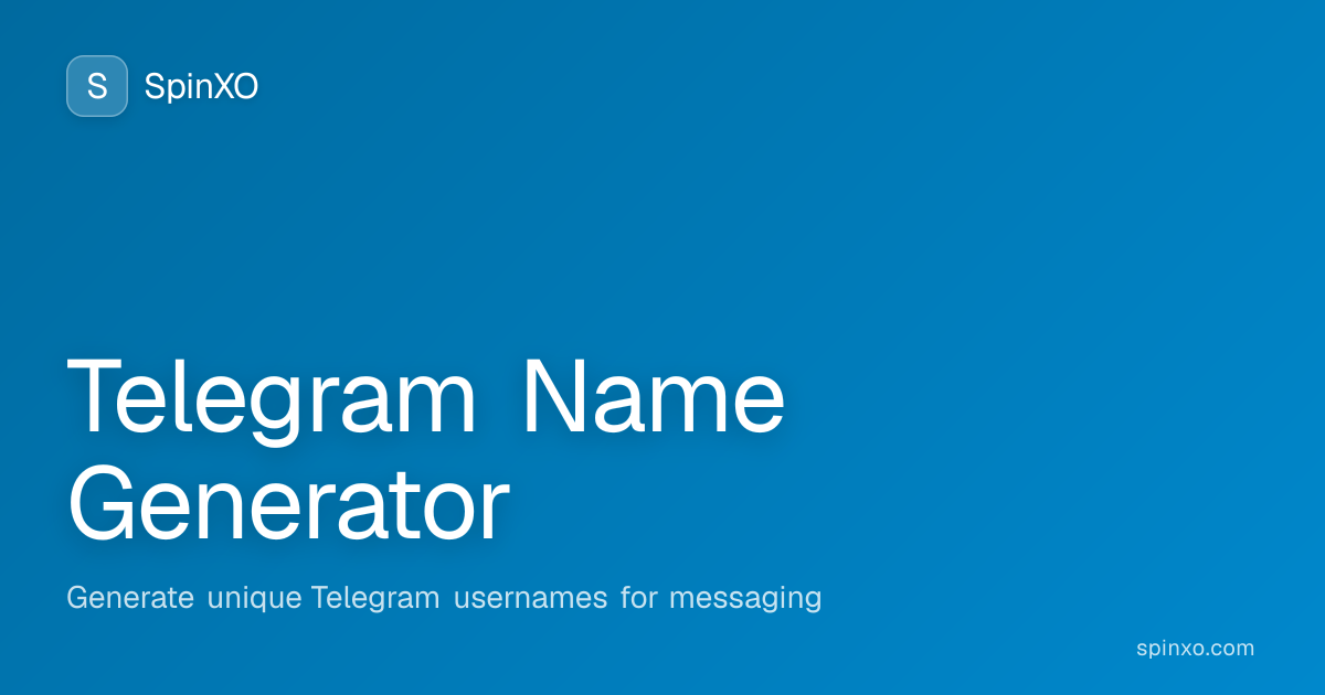 Telegram Username Generator - 1000+ Cool Username Ideas (2026) | SpinXO