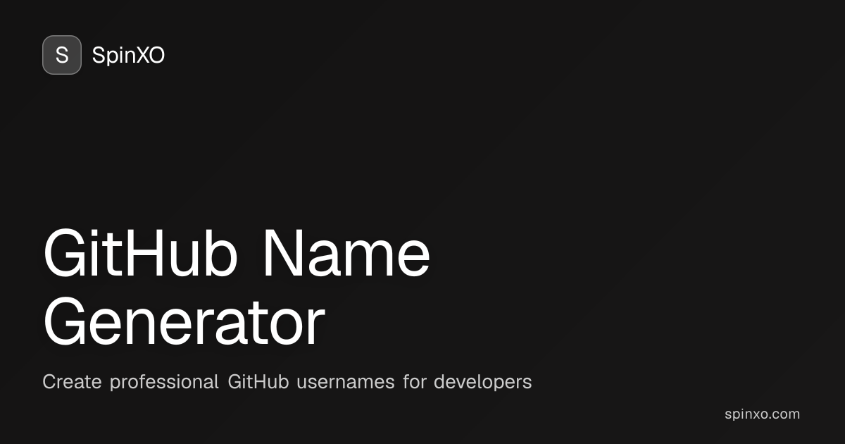 Generador de nombres GitHub - 1000+ Ideas Únicas (2026) | SpinXO