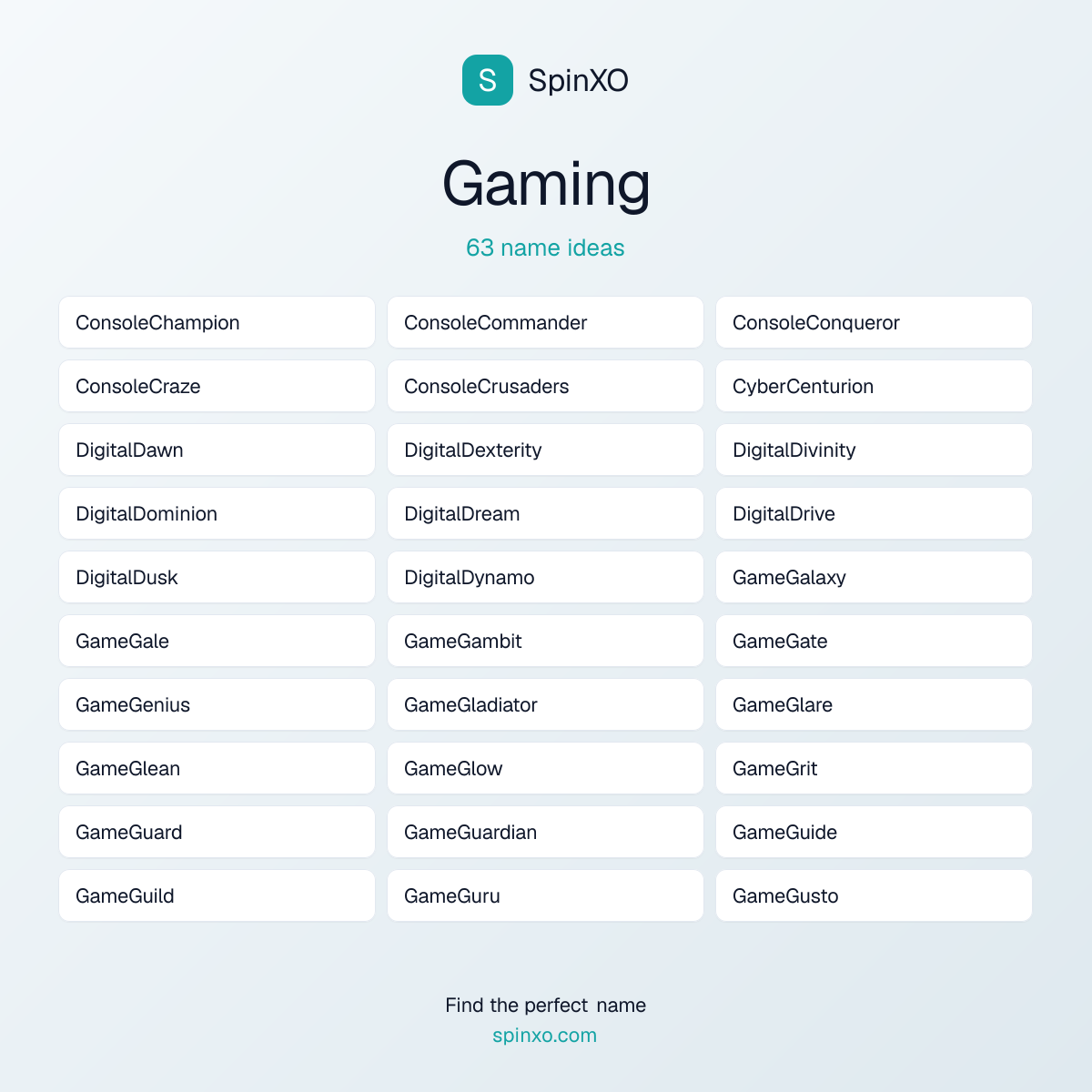 Gaming Names - Name Ideas & Name List | SpinXO | SpinXO