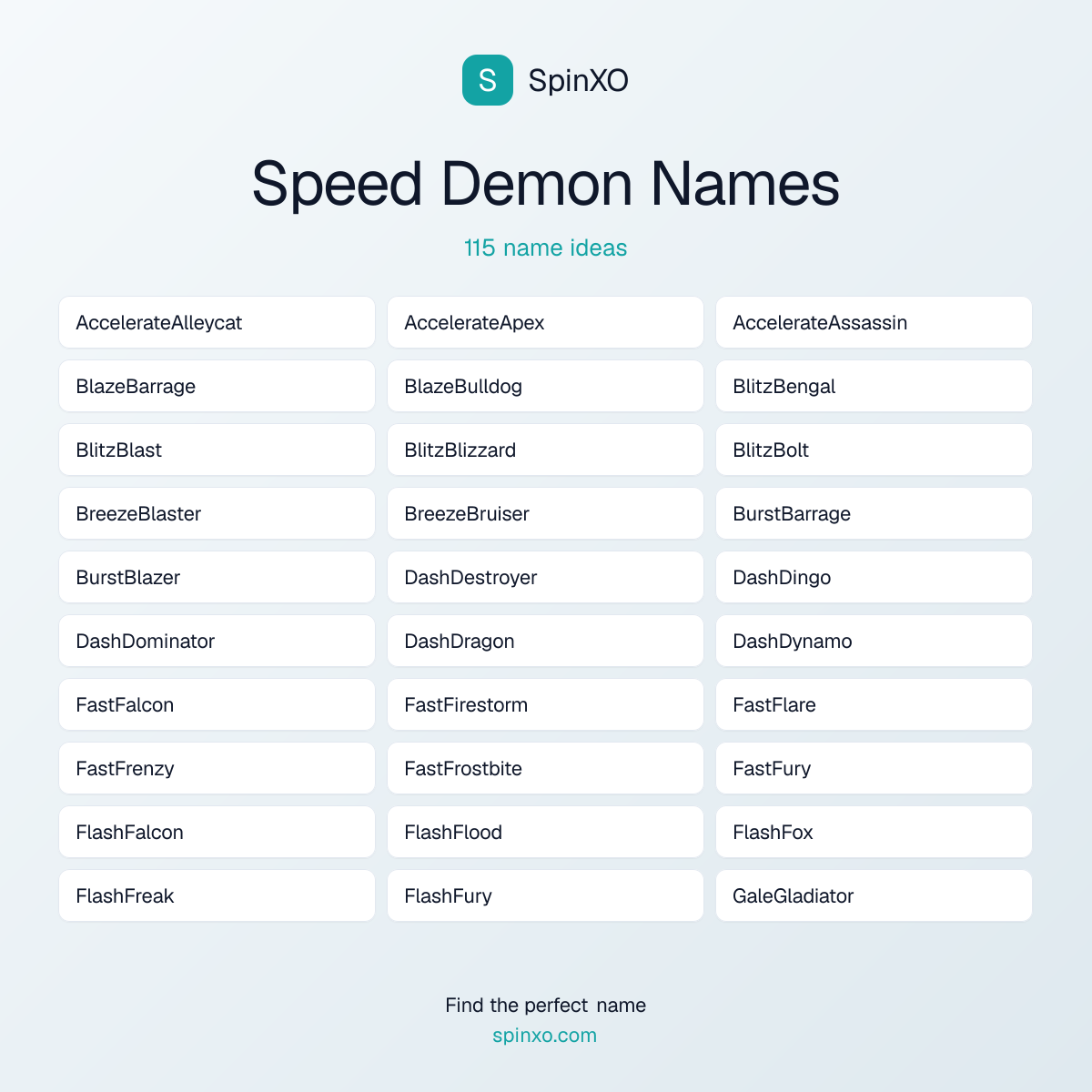 Speed Demon Names - Name Ideas & Name List | SpinXO | SpinXO