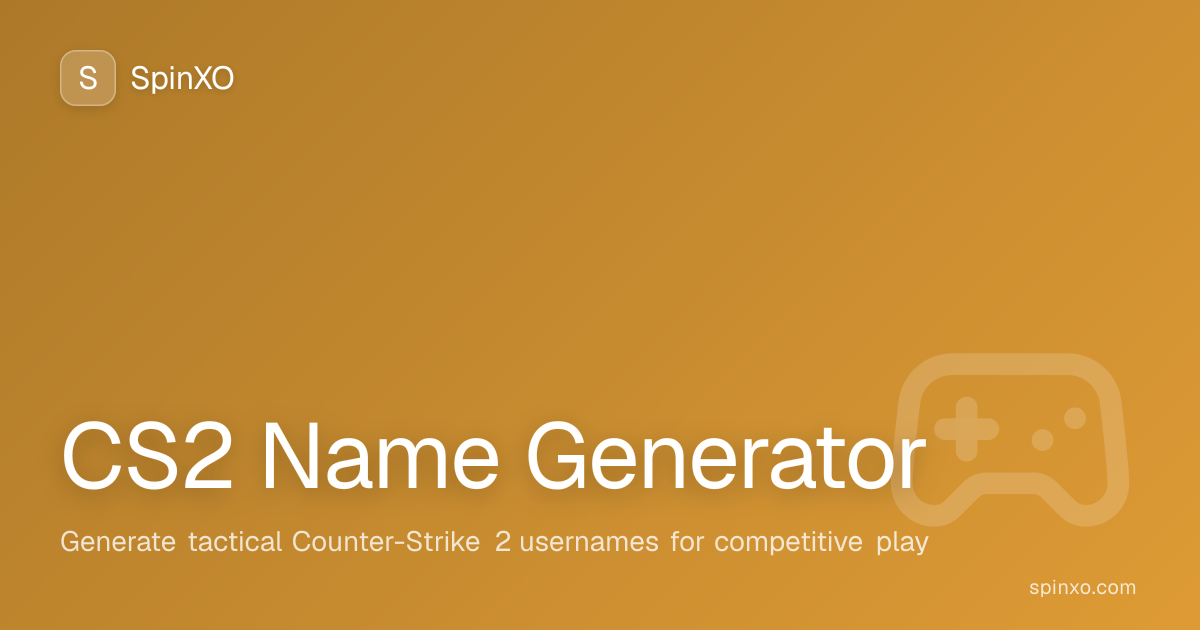 CS2 Name Generator - 1000+ Cool CS2 Names (2026) | SpinXO