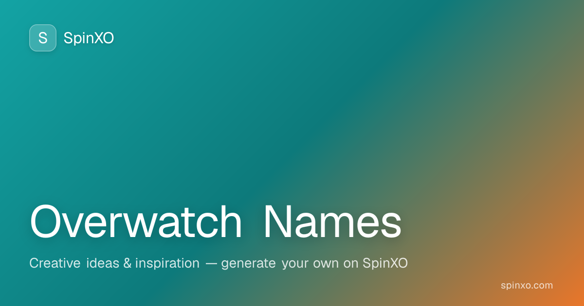Gerador de Nomes Overwatch - Crie Nomes Overwatch Únicos | SpinXO