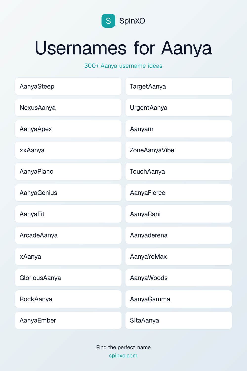 Usernames for Aanya