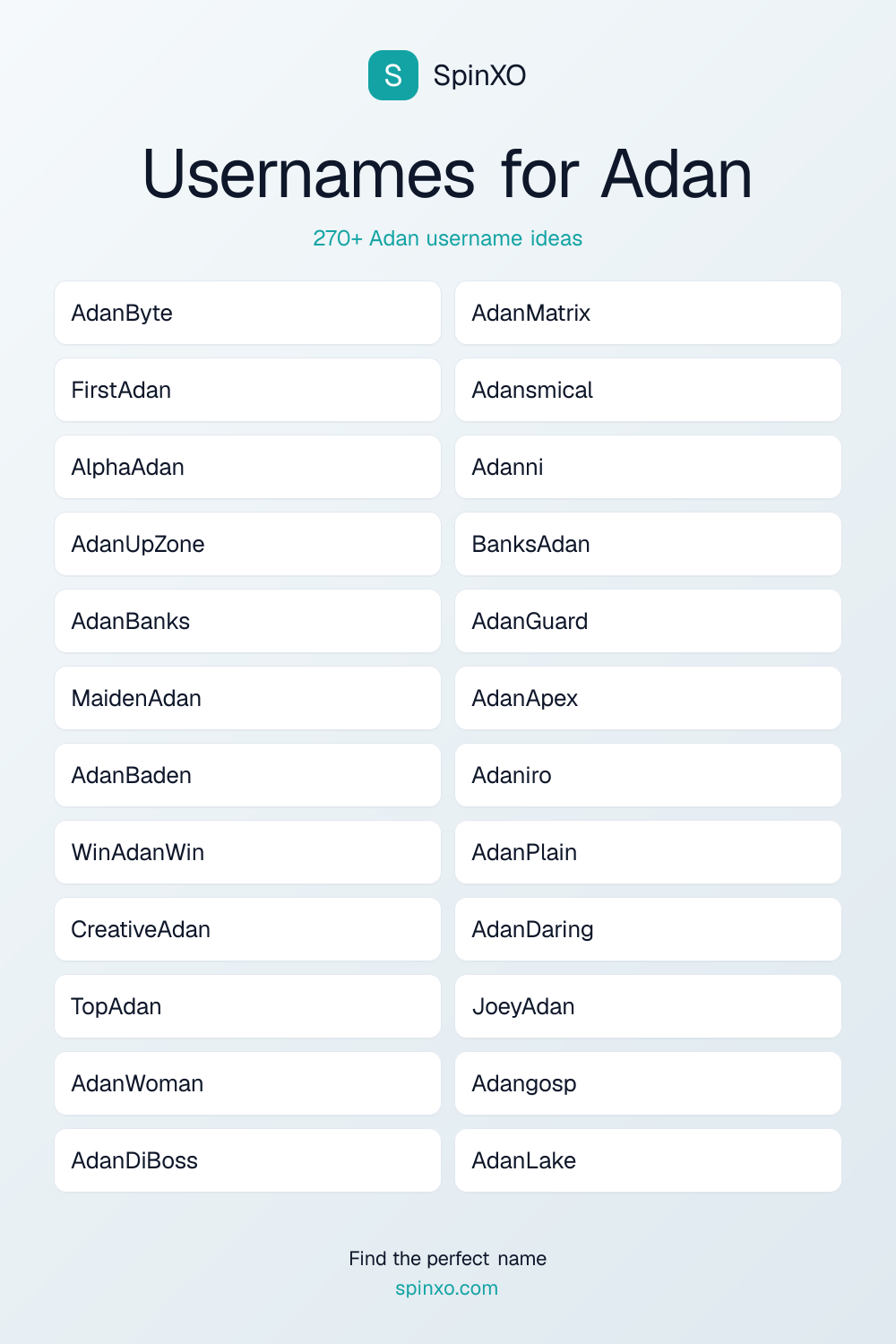 Usernames for Adan