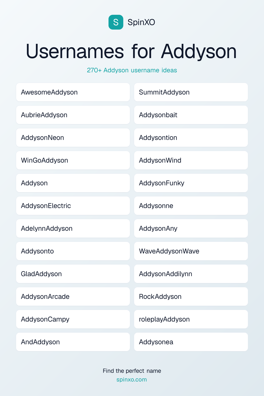 Usernames for Addyson