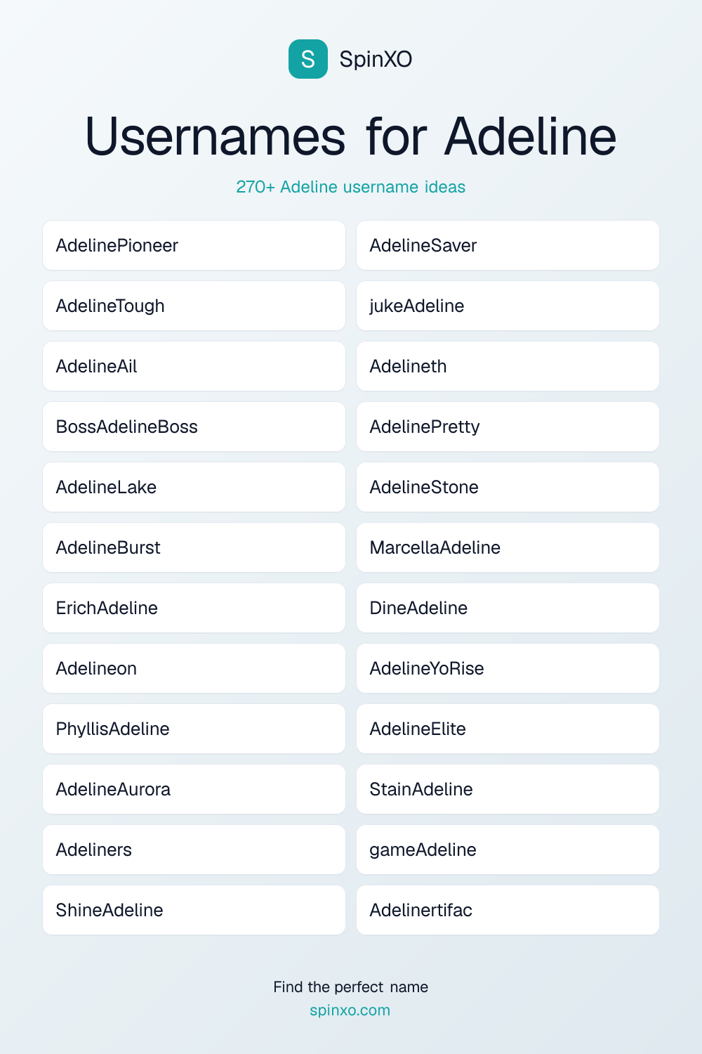 Usernames for Adeline