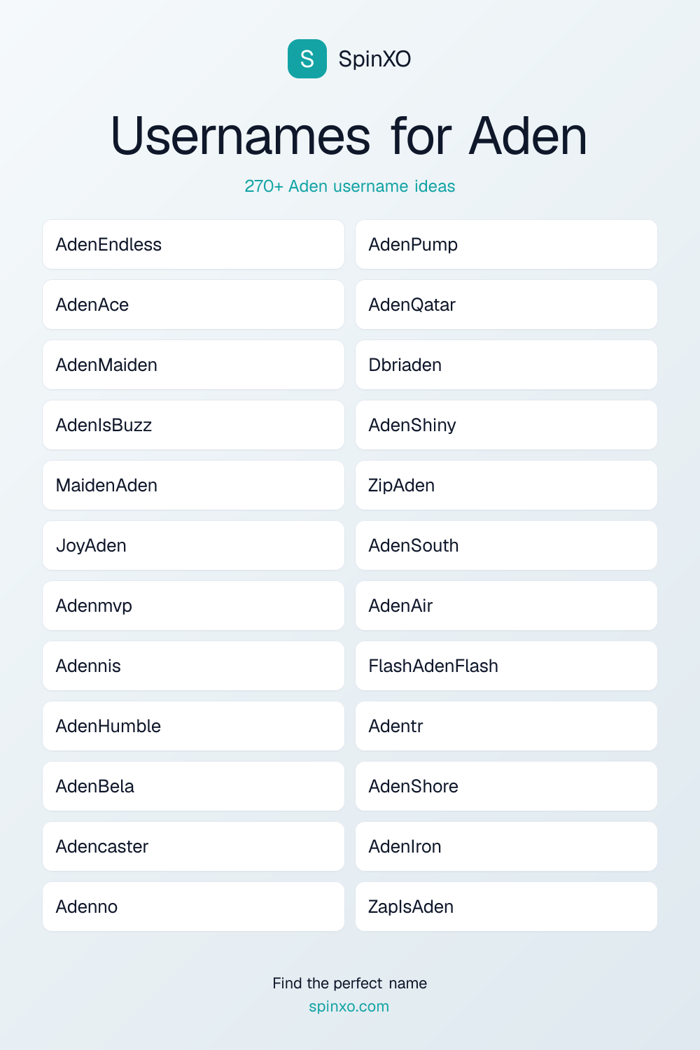 Usernames for Aden