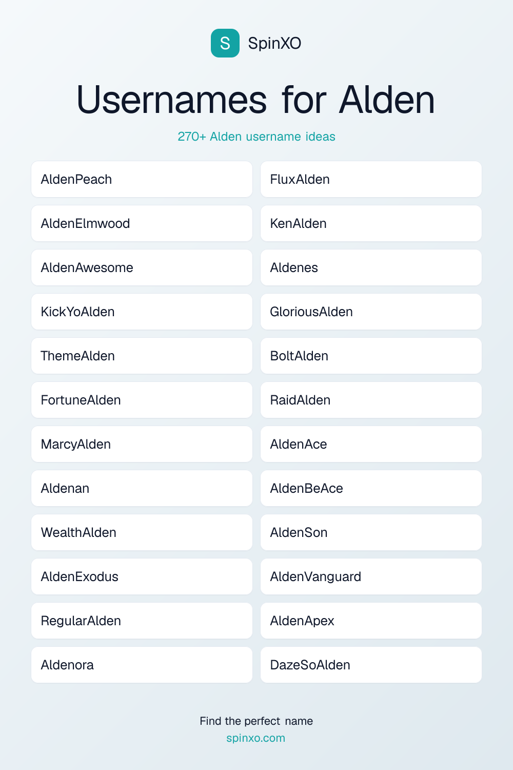 Usernames for Alden