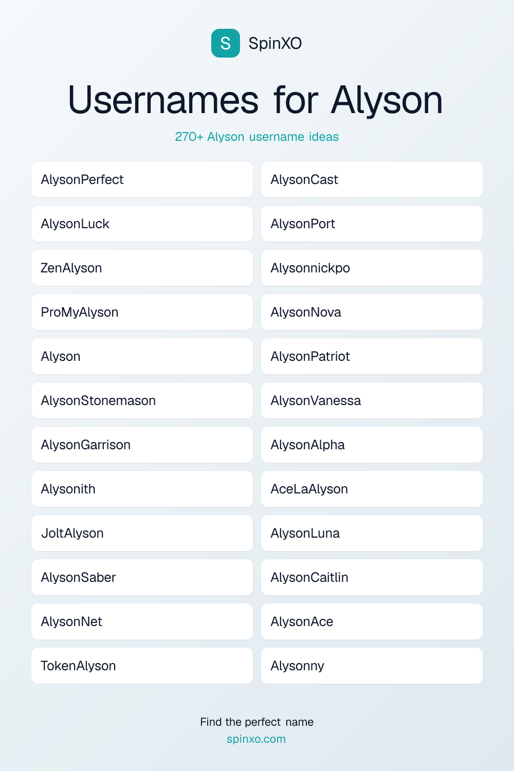 Usernames for Alyson
