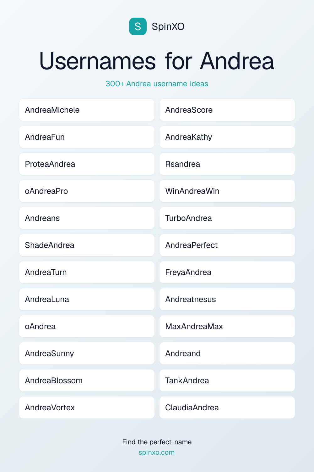 Usernames for Andrea