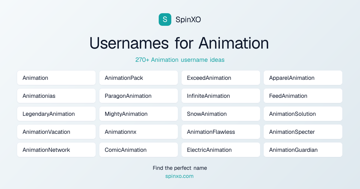 Animation Username Ideas - 270+ Aesthetic, Cute & Cool Names | SpinXO