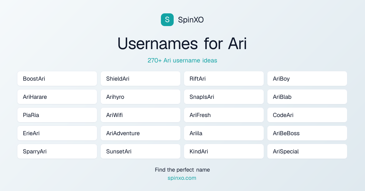 Ari Username Ideas - 270+ Aesthetic, Cute & Cool Names | SpinXO