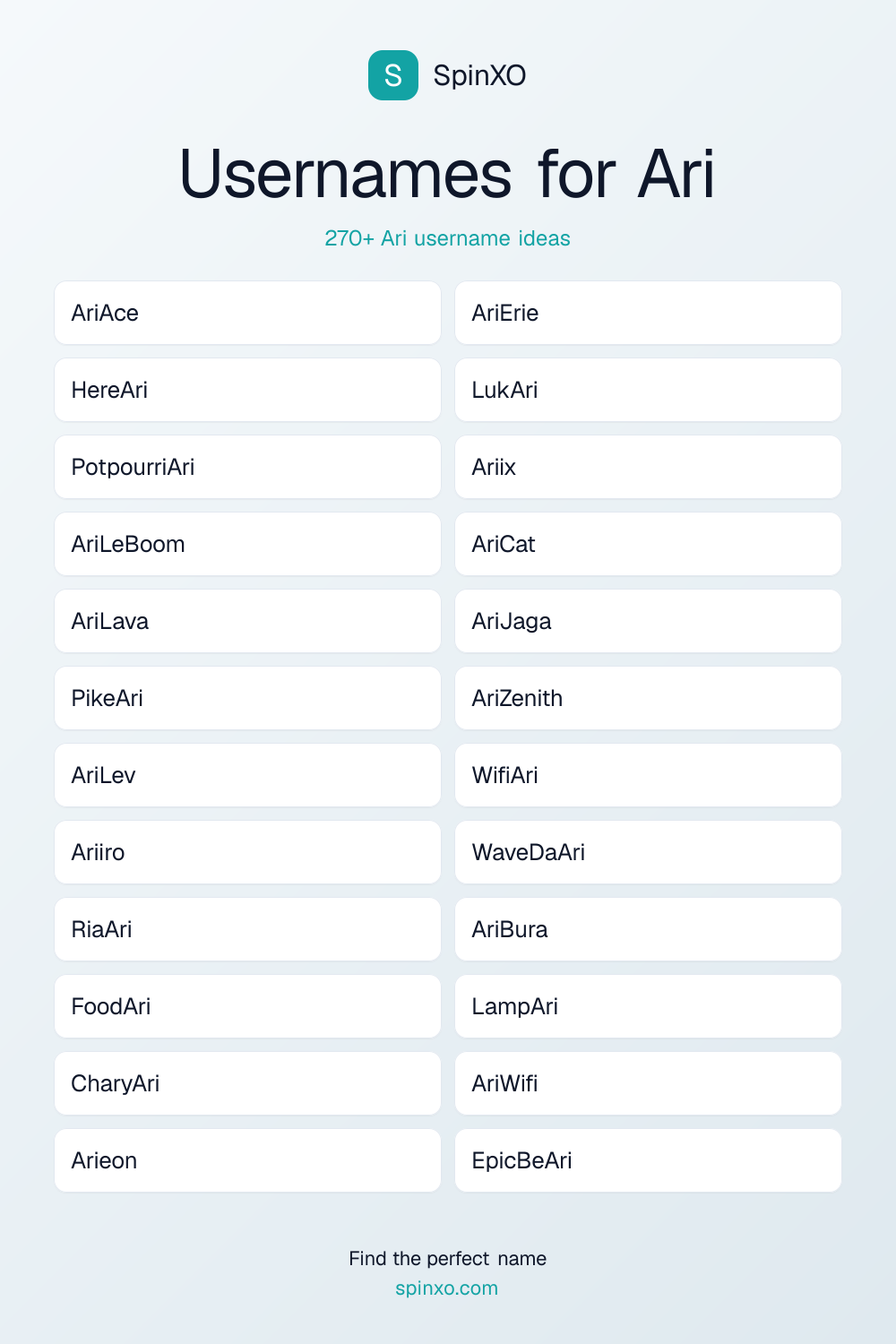Usernames for Ari