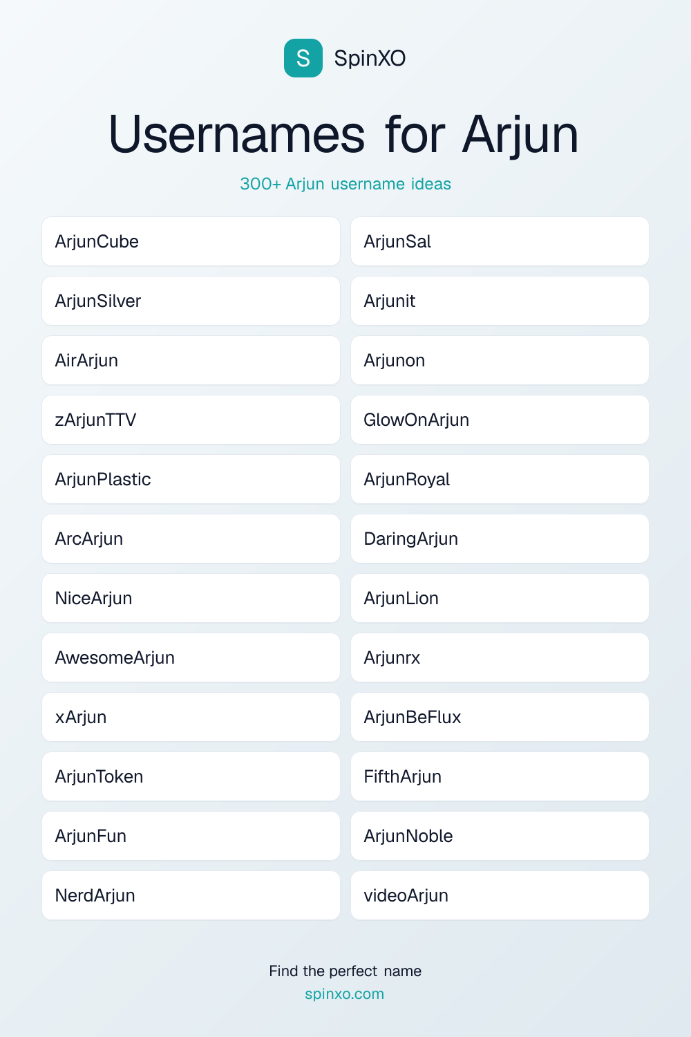 Usernames for Arjun