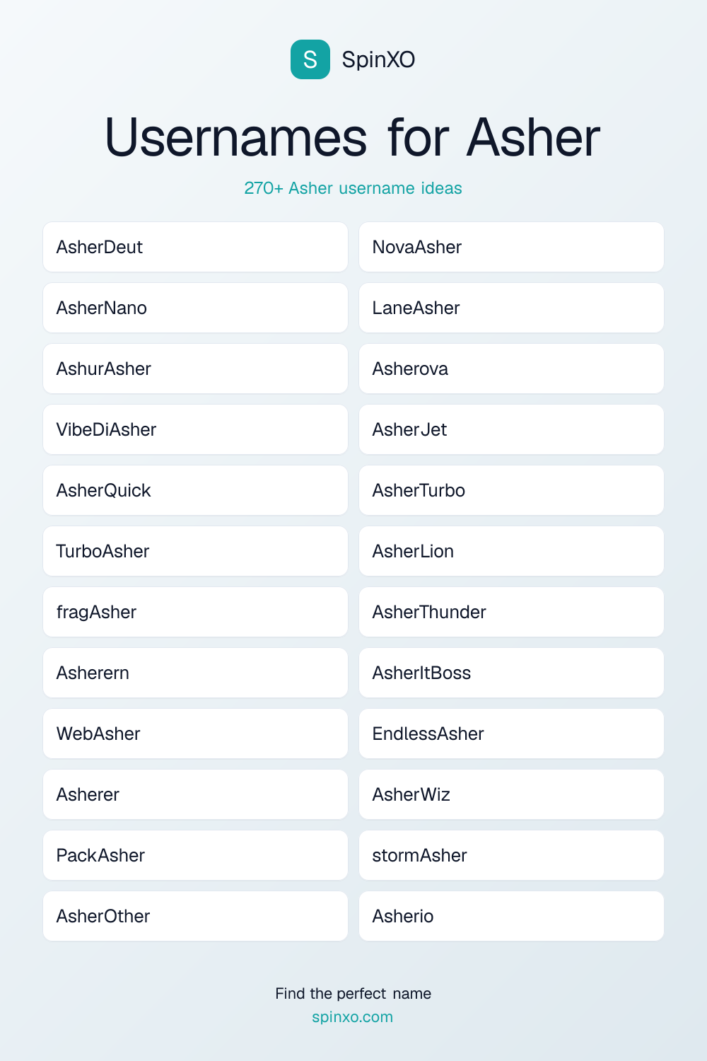 Usernames for Asher