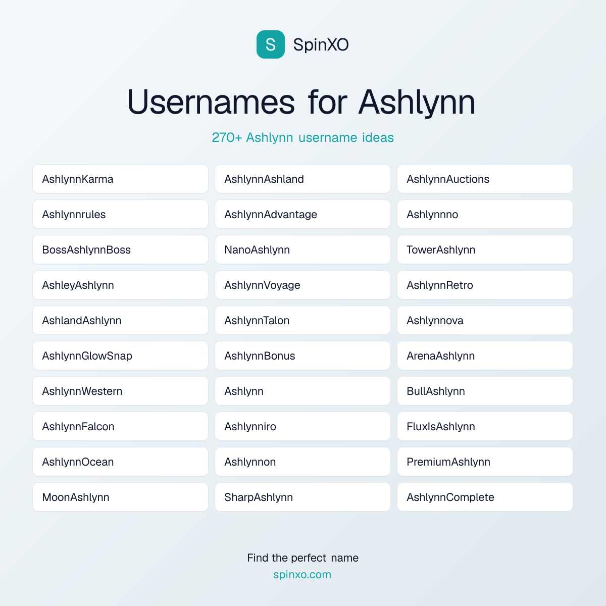 Ashlynn Username Ideas - 270+ Aesthetic, Cute & Cool Names | SpinXO