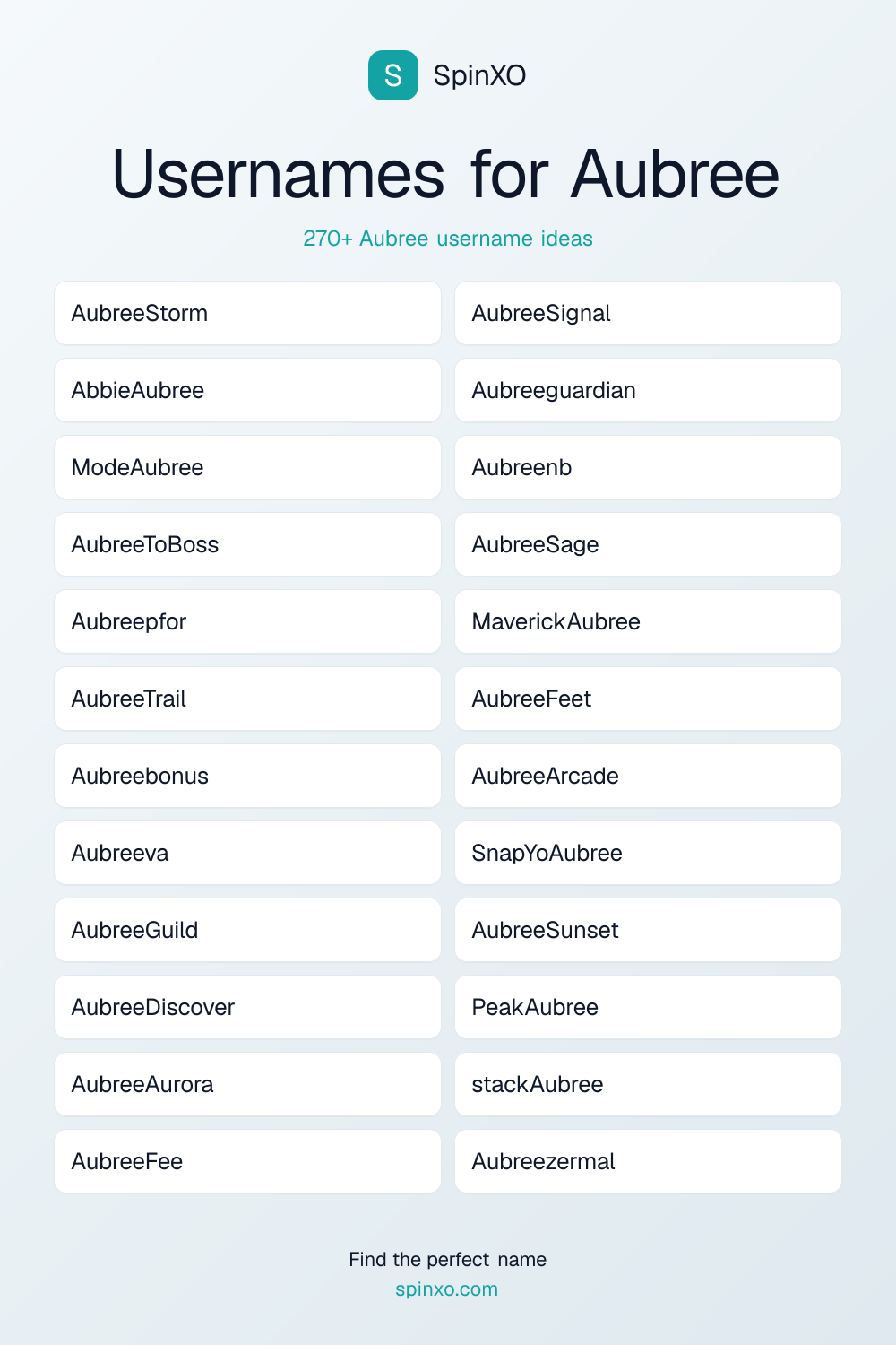 Usernames for Aubree