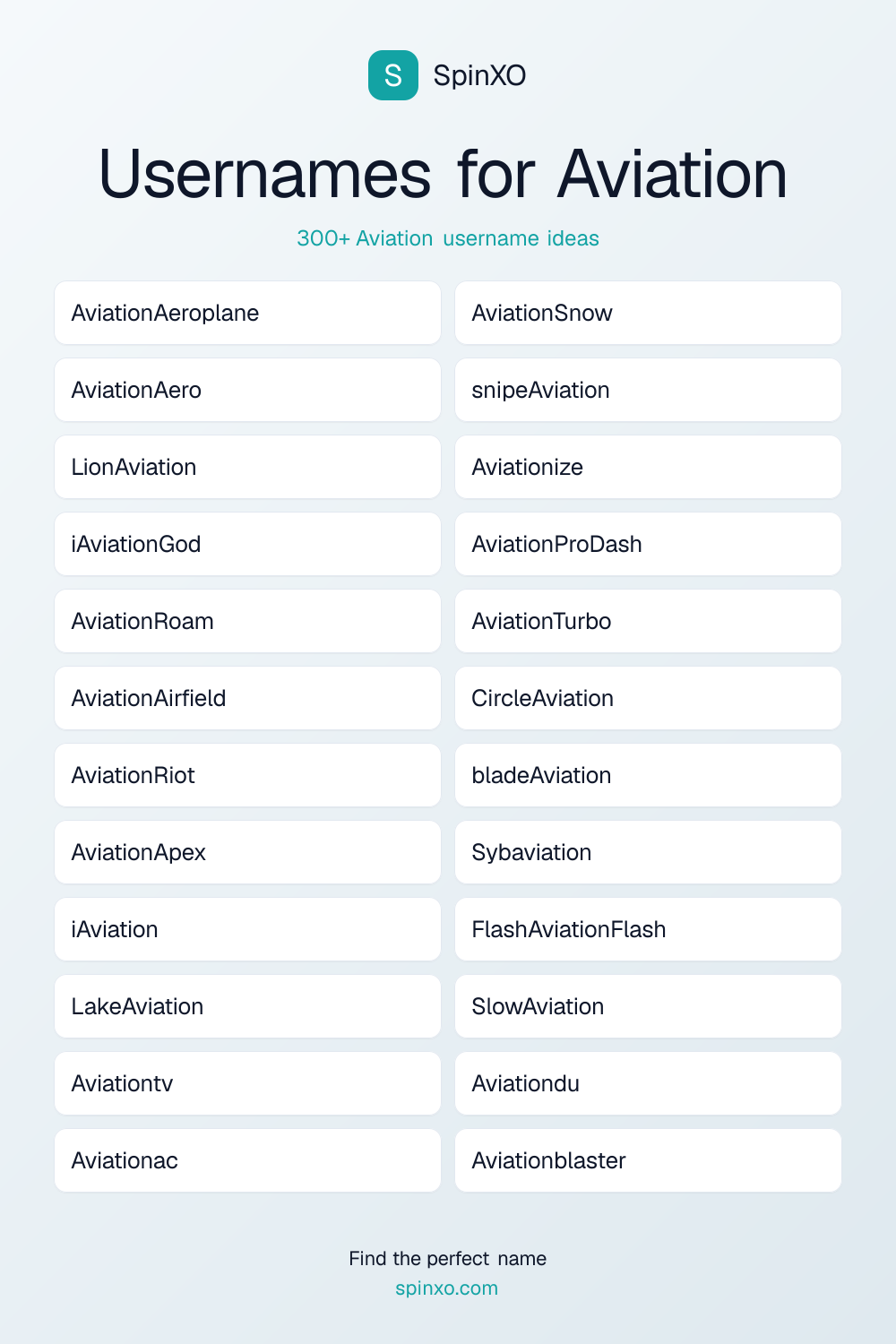 Usernames for Aviation