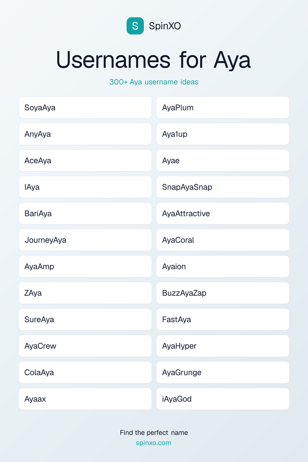 Usernames for Aya
