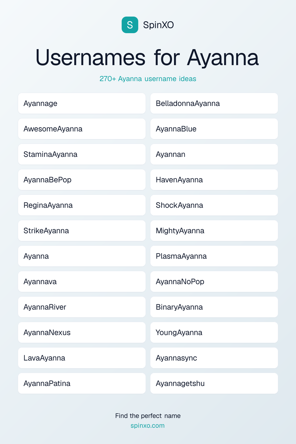 Usernames for Ayanna