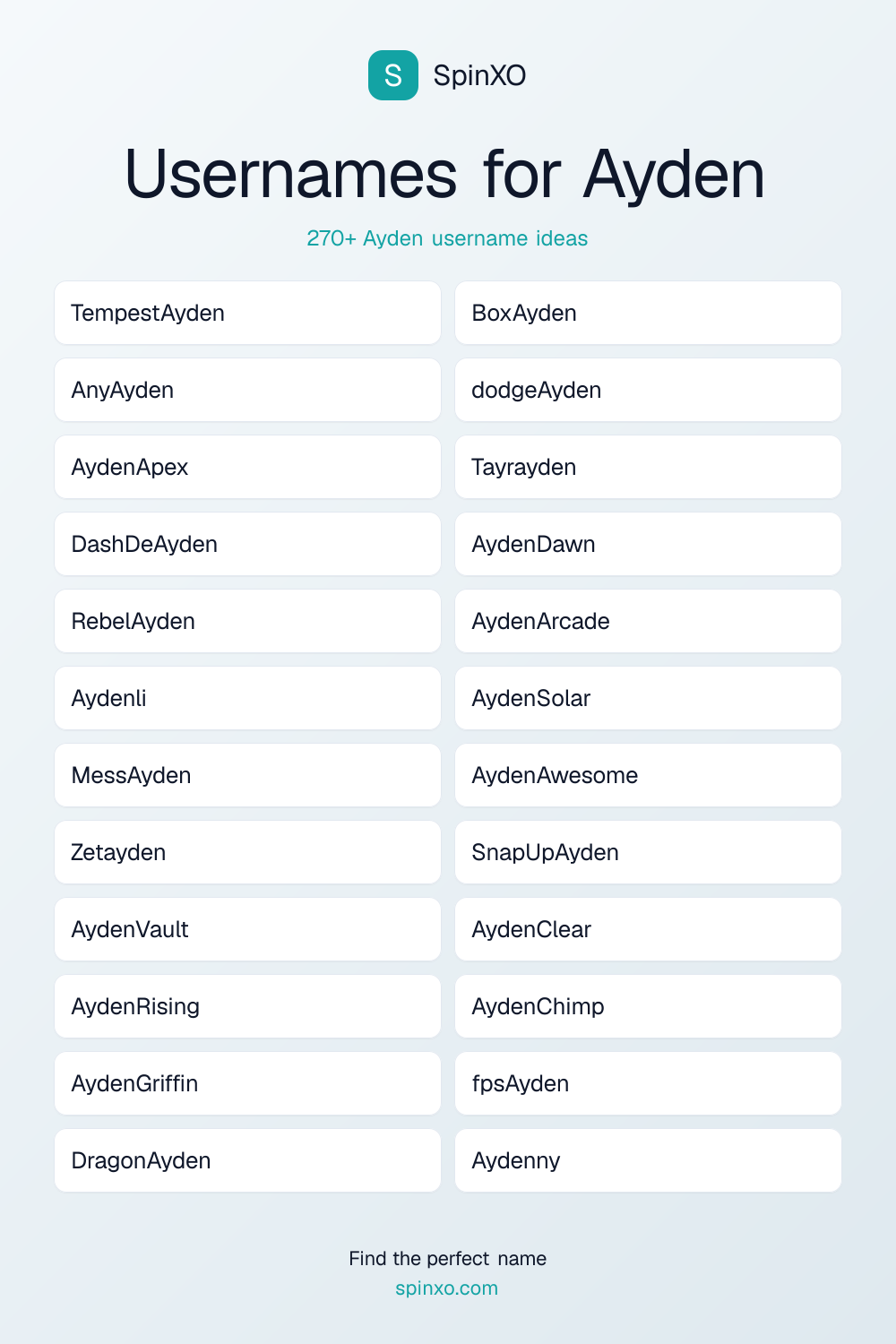 Usernames for Ayden