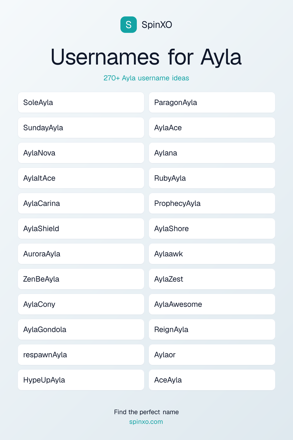 Usernames for Ayla