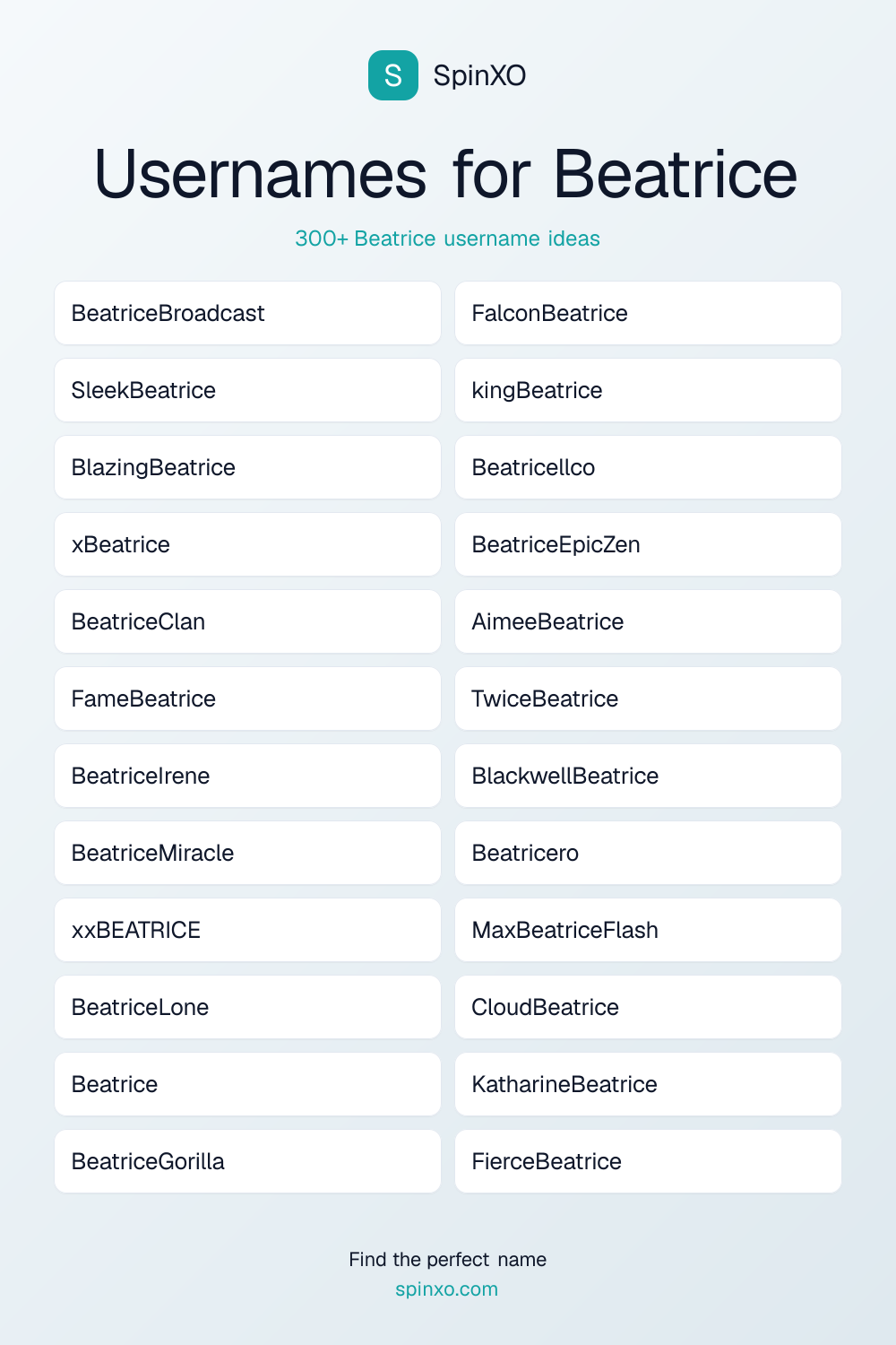 Usernames for Beatrice
