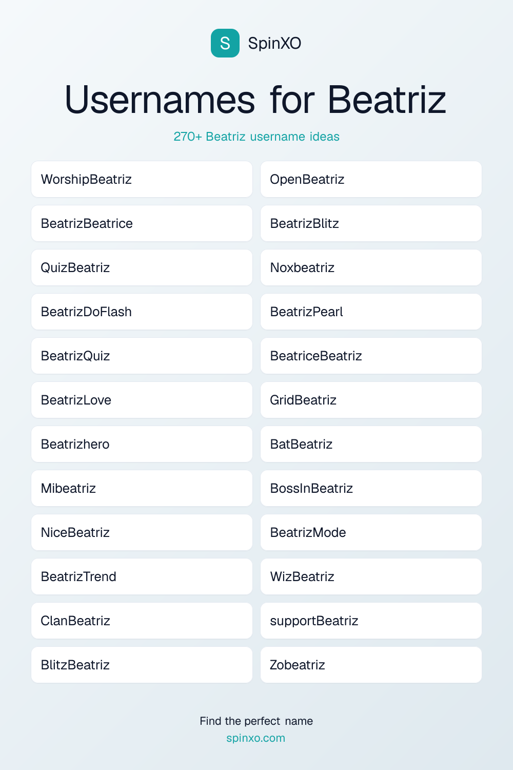 Usernames for Beatriz