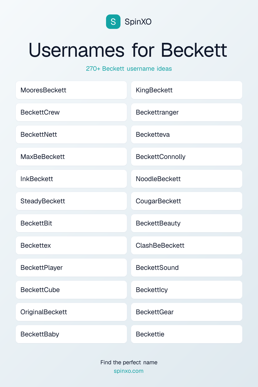 Usernames for Beckett