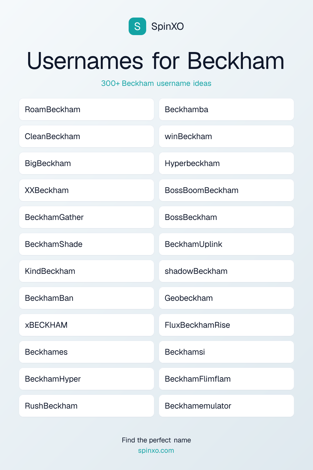 Usernames for Beckham