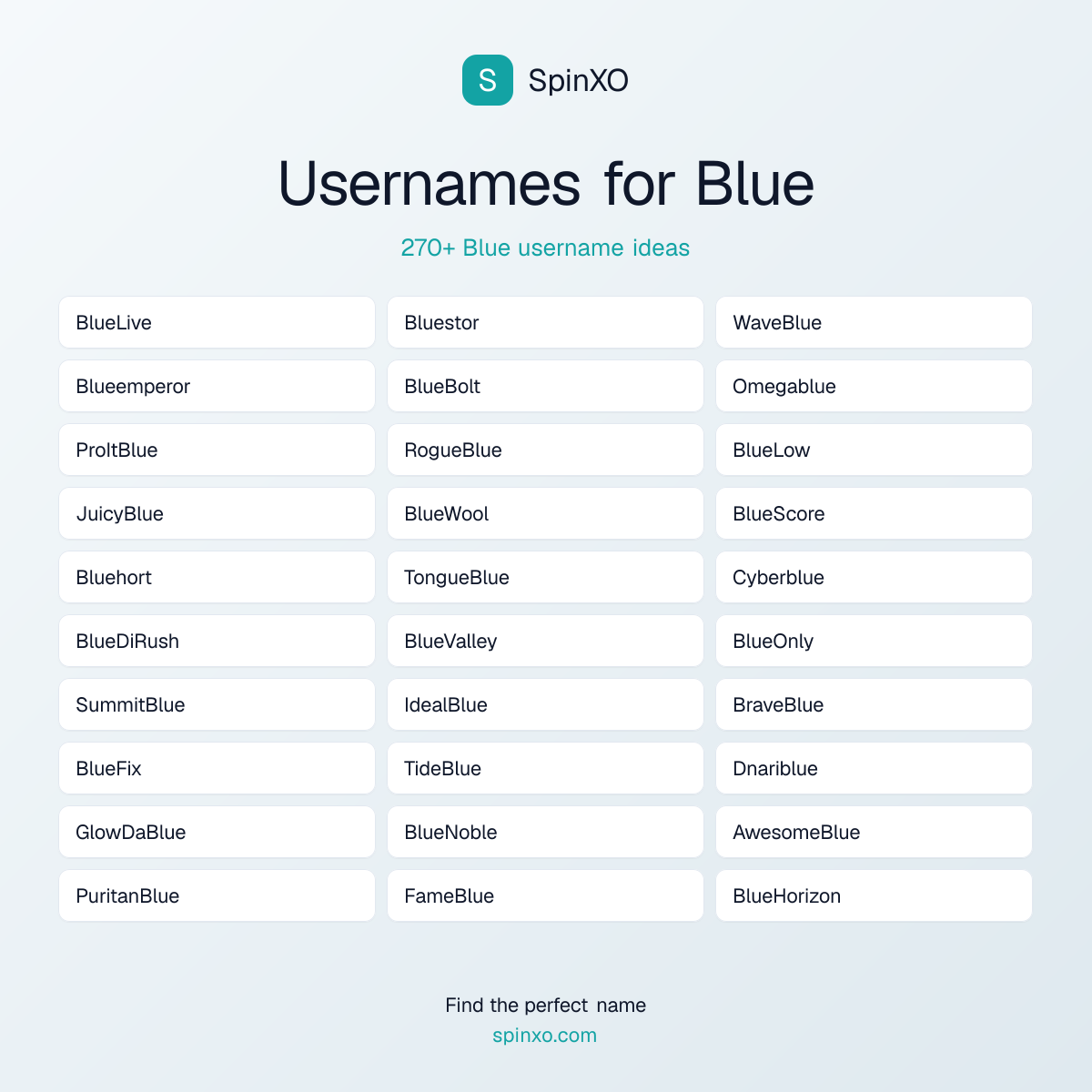 Blue Username Ideas - 270+ Aesthetic, Cute & Cool Names | SpinXO