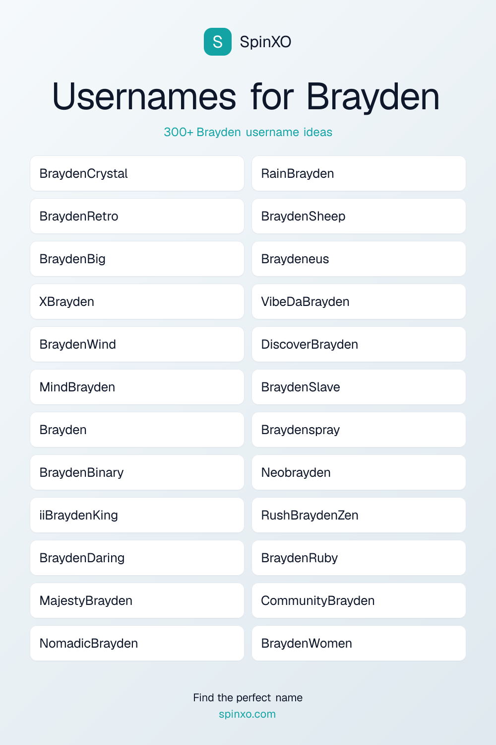 Usernames for Brayden