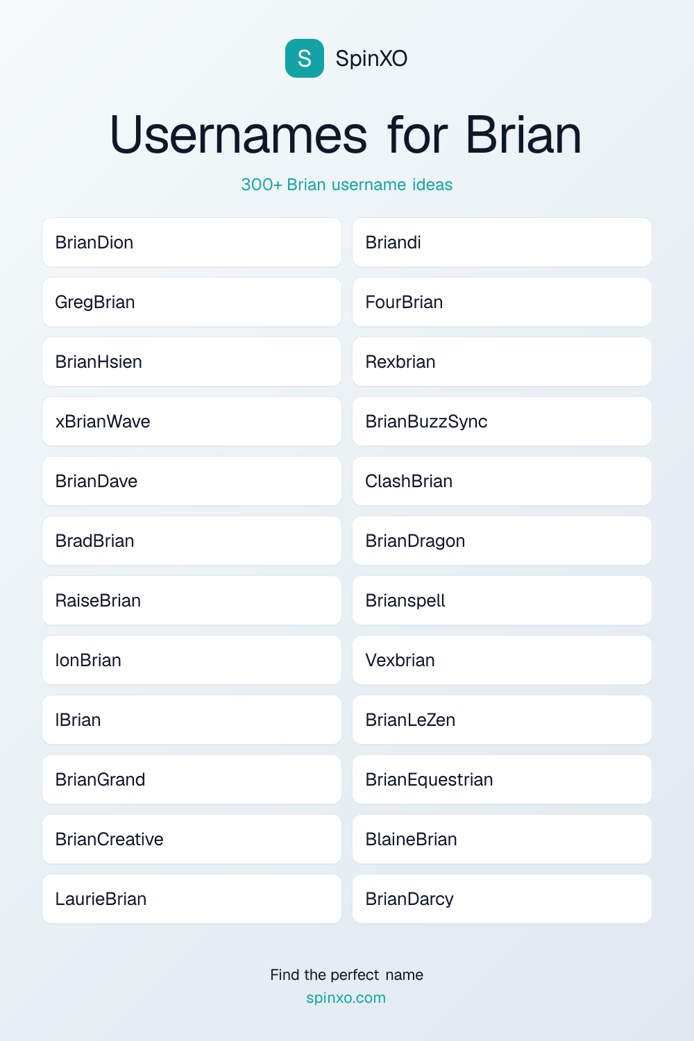 Usernames for Brian