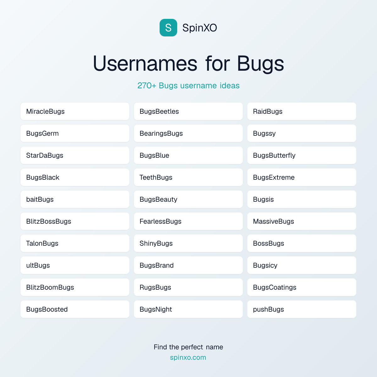 Bugs Username Ideas - 270+ Aesthetic, Cute & Cool Names | SpinXO