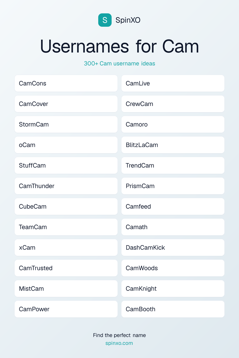 Usernames for Cam
