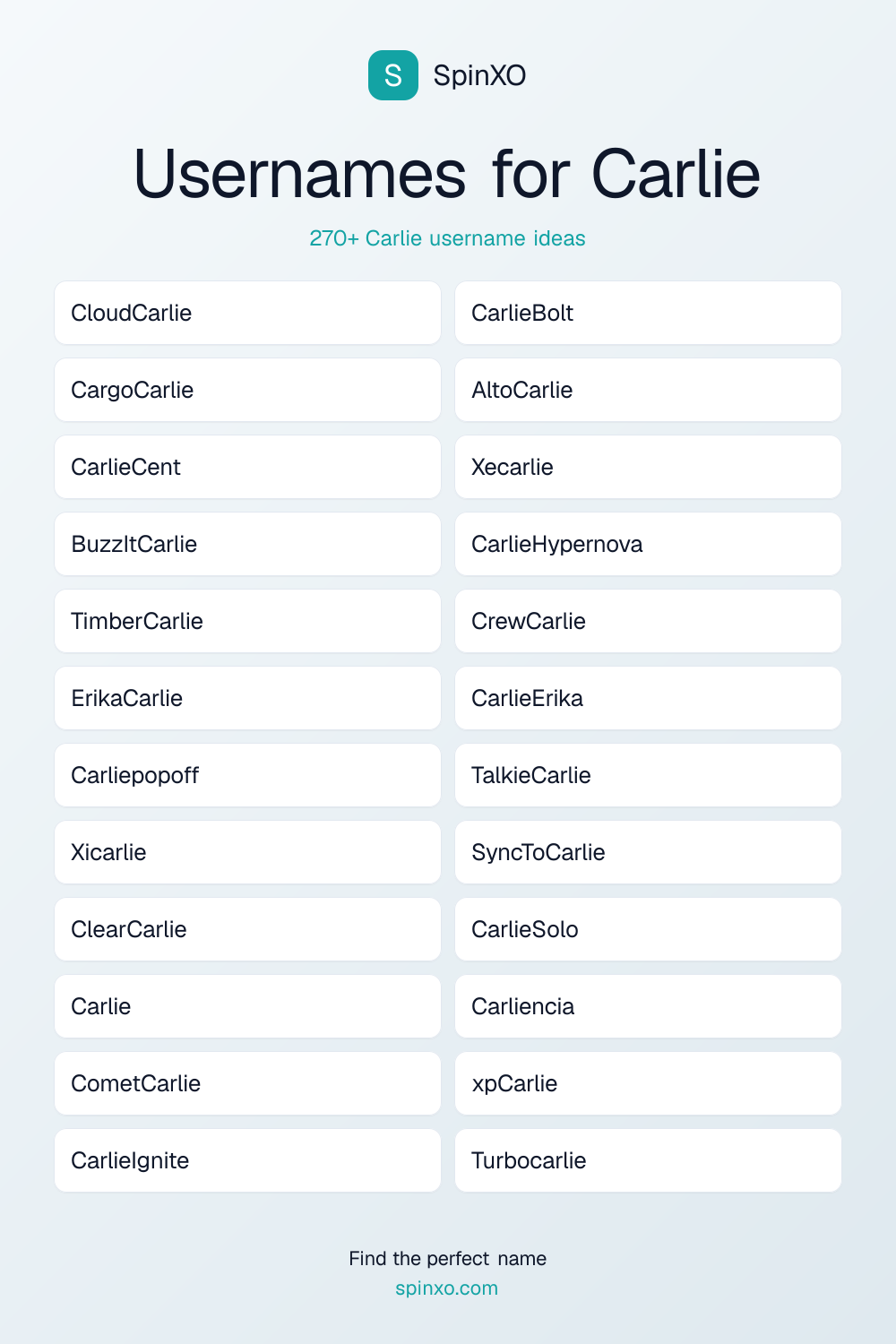Usernames for Carlie