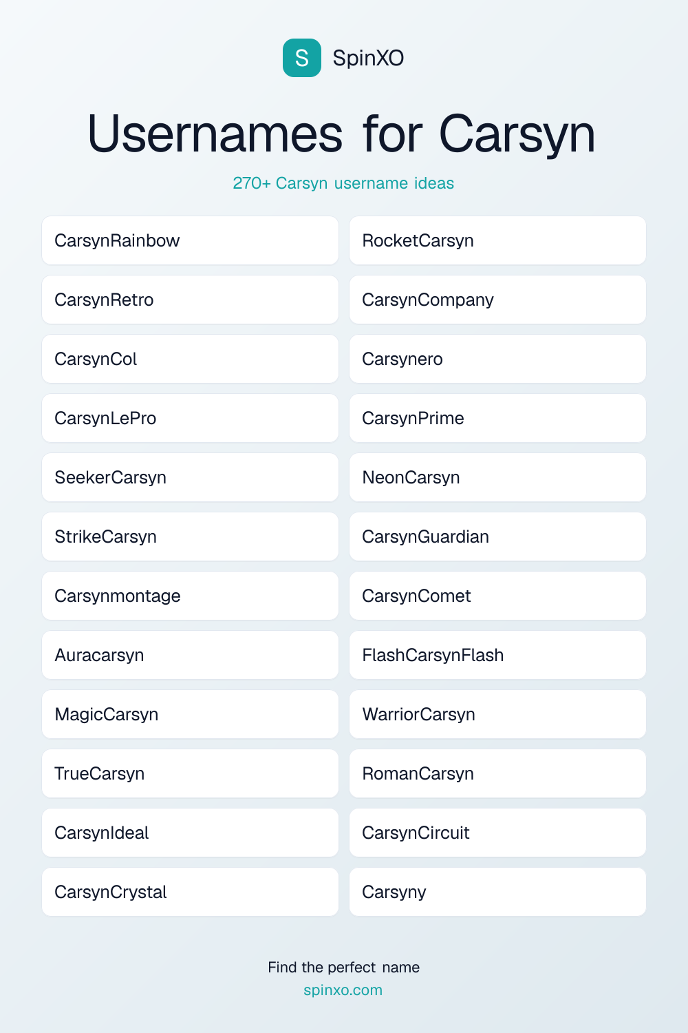 Usernames for Carsyn