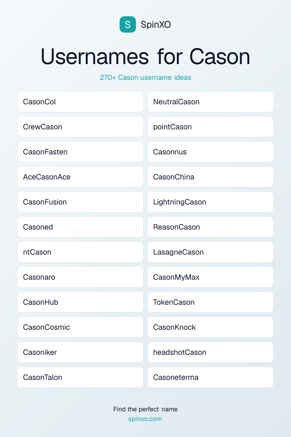 Usernames for Cason