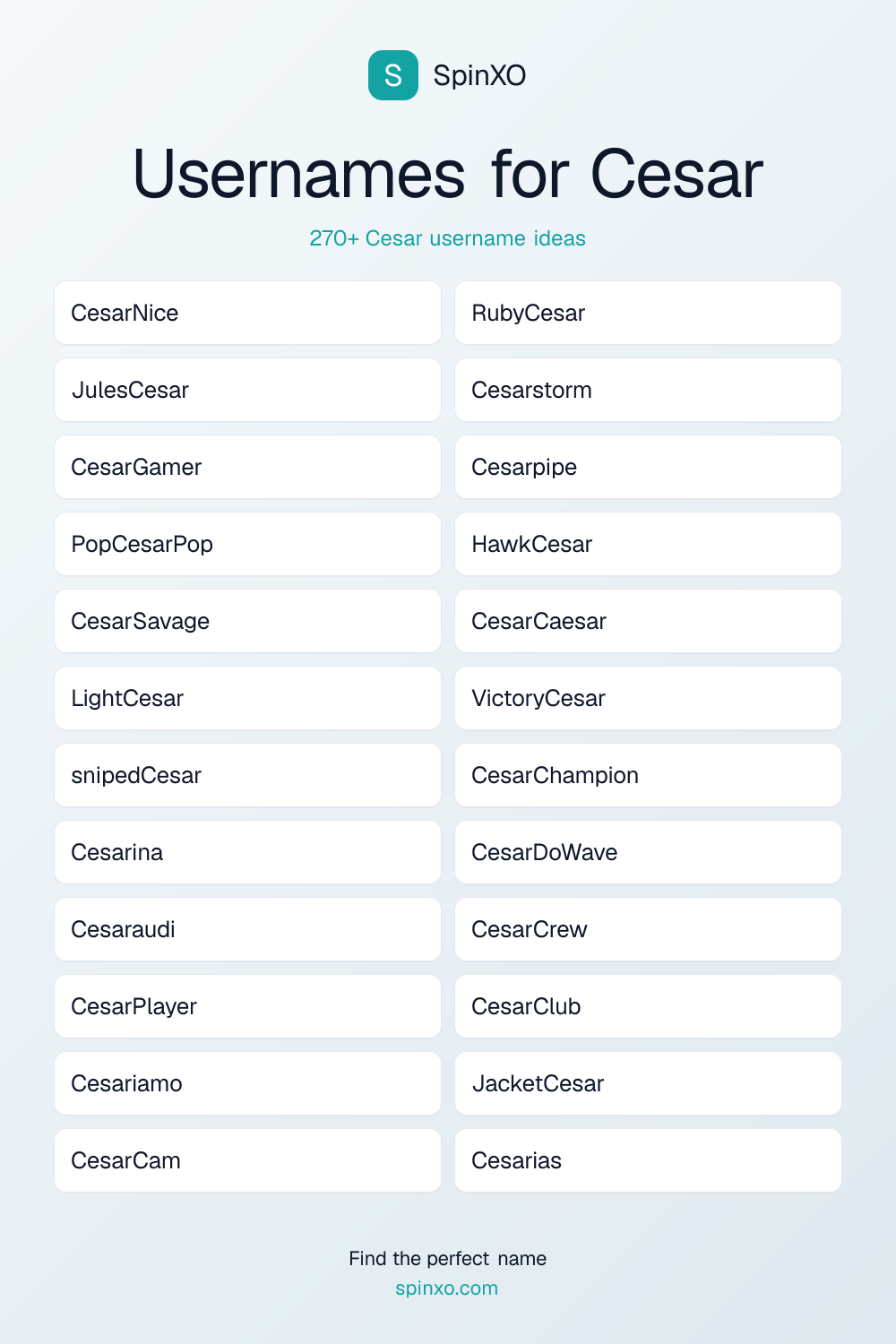 Usernames for Cesar