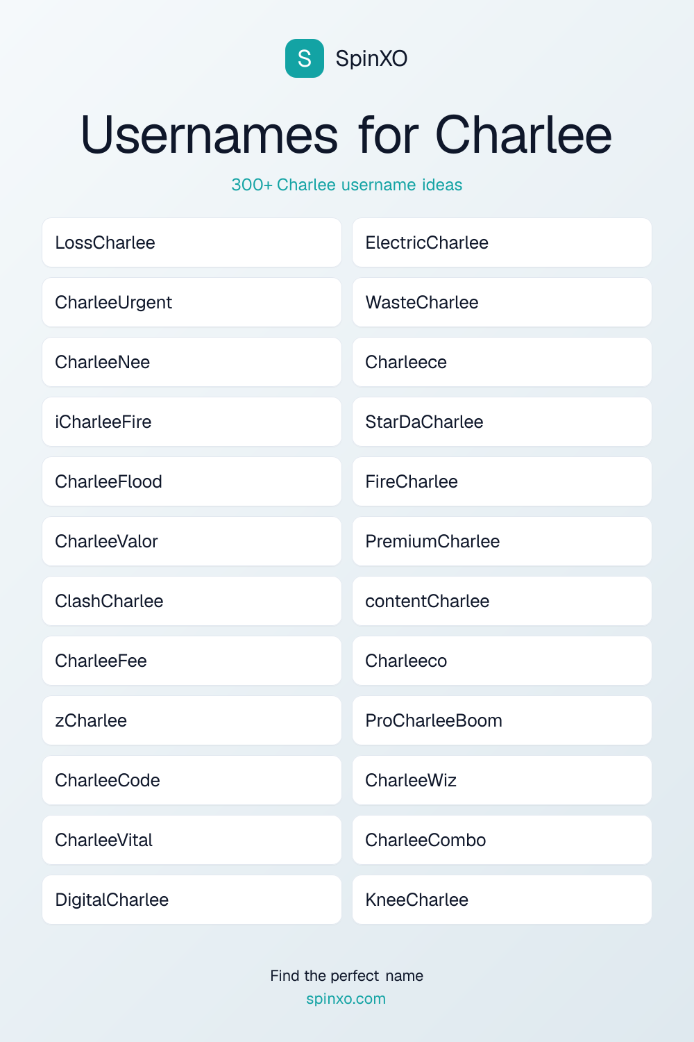 Usernames for Charlee