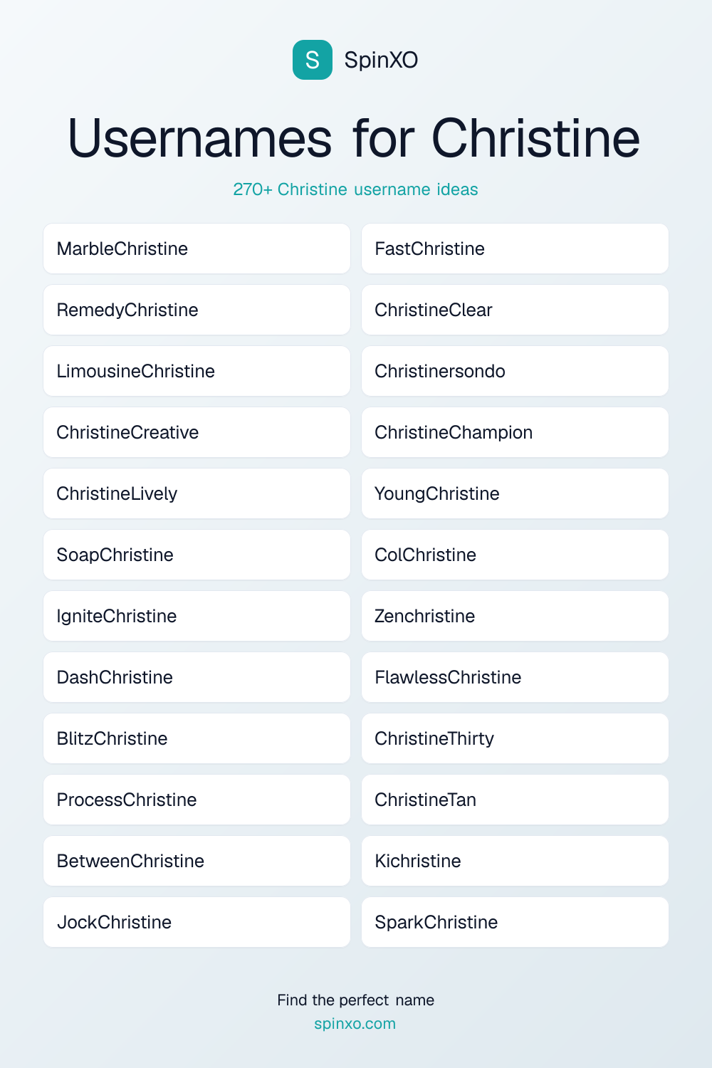 Usernames for Christine