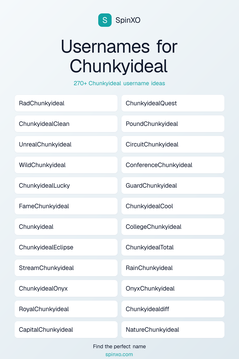 Chunkyideal Username Ideas - 270+ Aesthetic, Cute & Cool Names | SpinXO