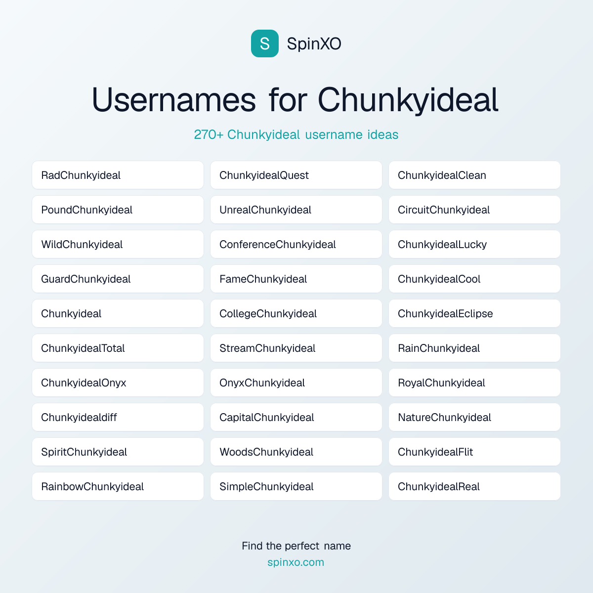 Chunkyideal Username Ideas - 270+ Aesthetic, Cute & Cool Names | SpinXO